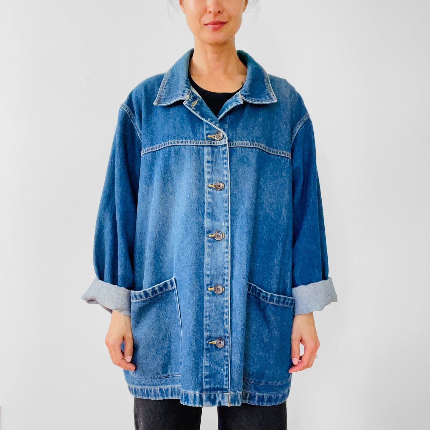 1990s Faded Relaxed Fit Denim Jean Chore Jacket