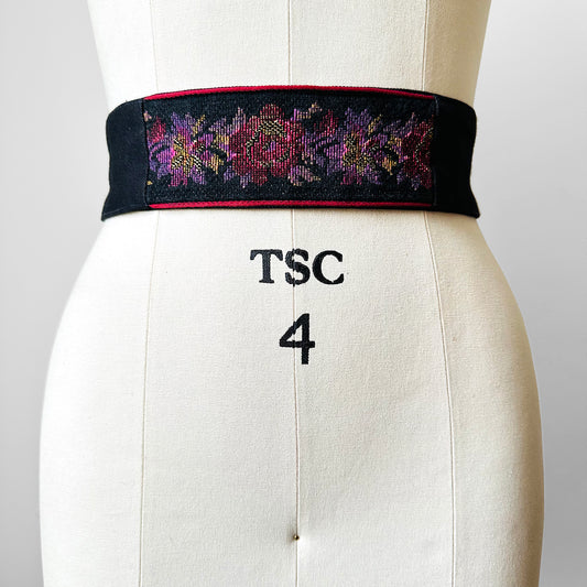 Victorian Floral Petit Point True Waist Belt - Sz. 24-26