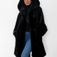 1980s Black Faux-Fur Reversible Hooded A-Line Coat