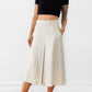 1960s Off-White Linen Tied-Waist A-line Inverted Pleat Skirt