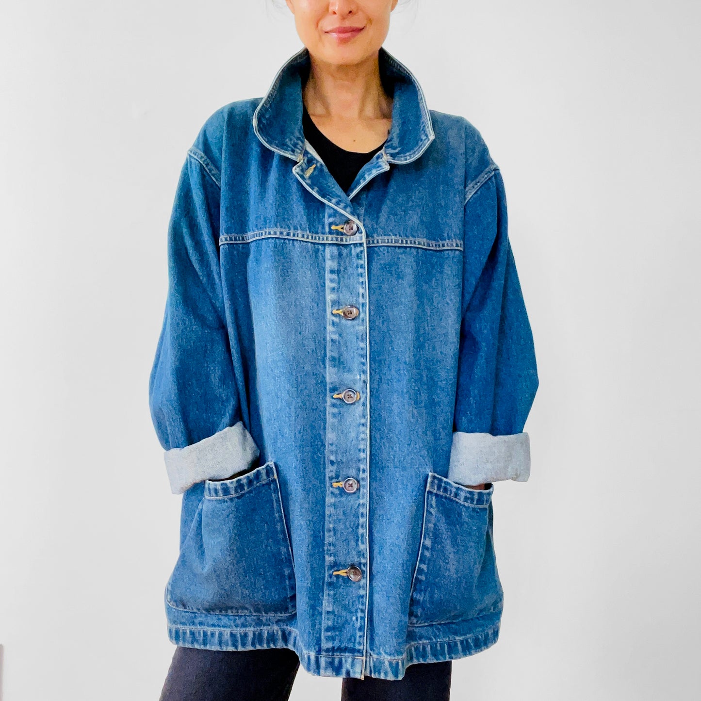 1990s Faded Relaxed Fit Denim Jean Chore Jacket