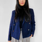 1970s Made in Canada Royal Navy Blue Double-Breasted Wool-Blend Fitted Blazer Jacket