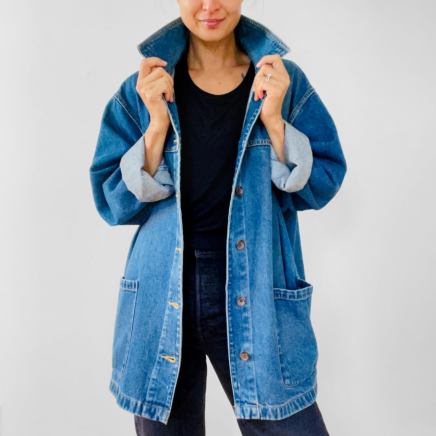 1990s Faded Relaxed Fit Denim Jean Chore Jacket