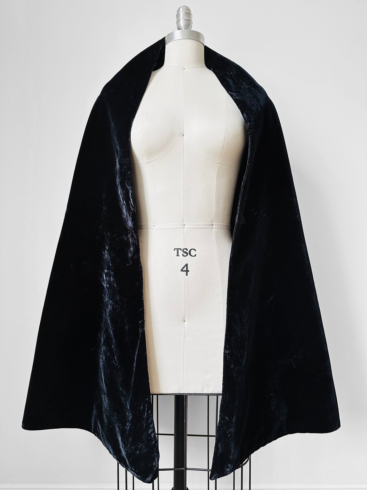 1980 - 1990s Black Velvet and Satin Oversized Shawl Scarf