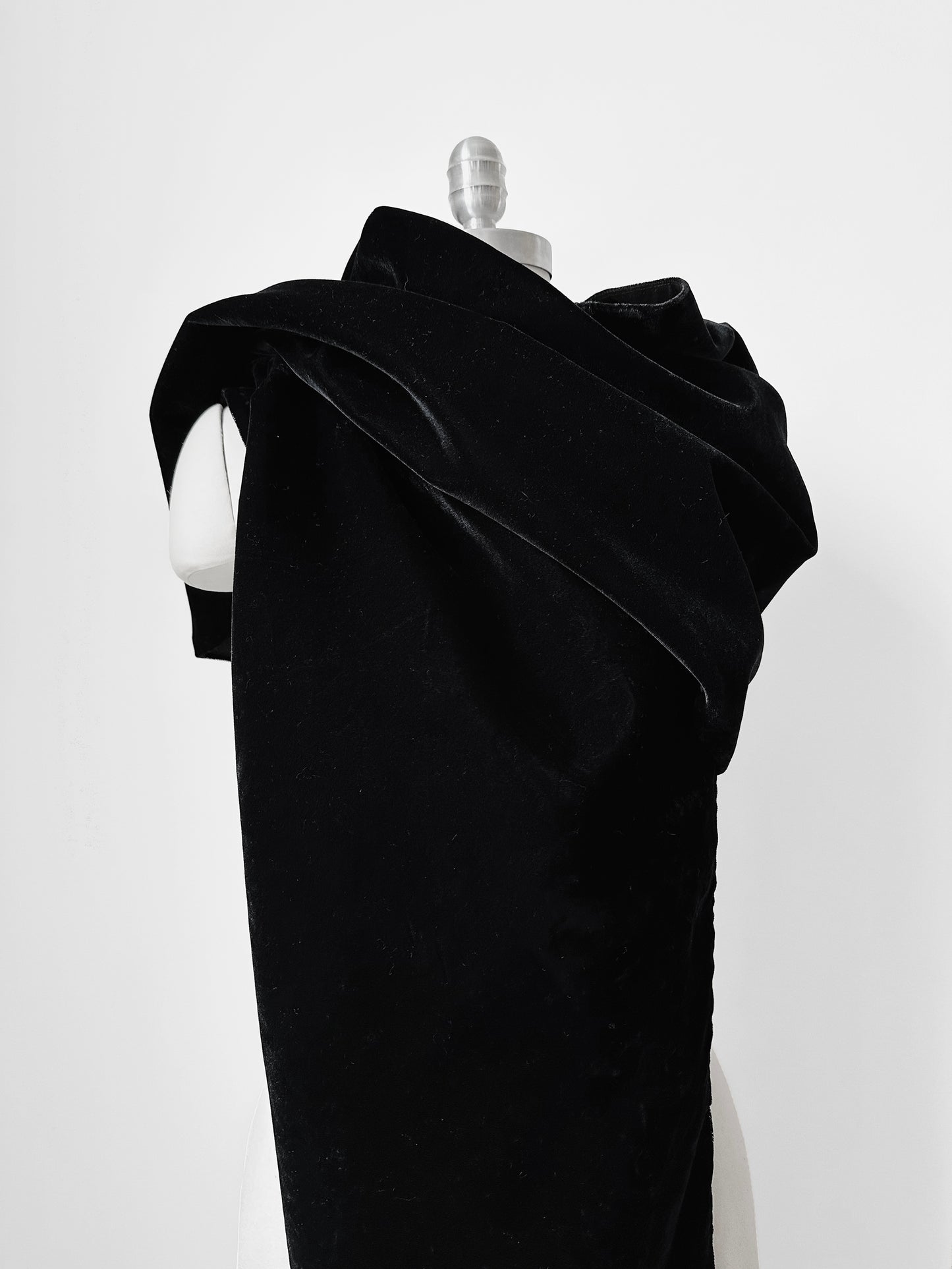 1980 - 1990s Black Velvet and Satin Oversized Shawl Scarf