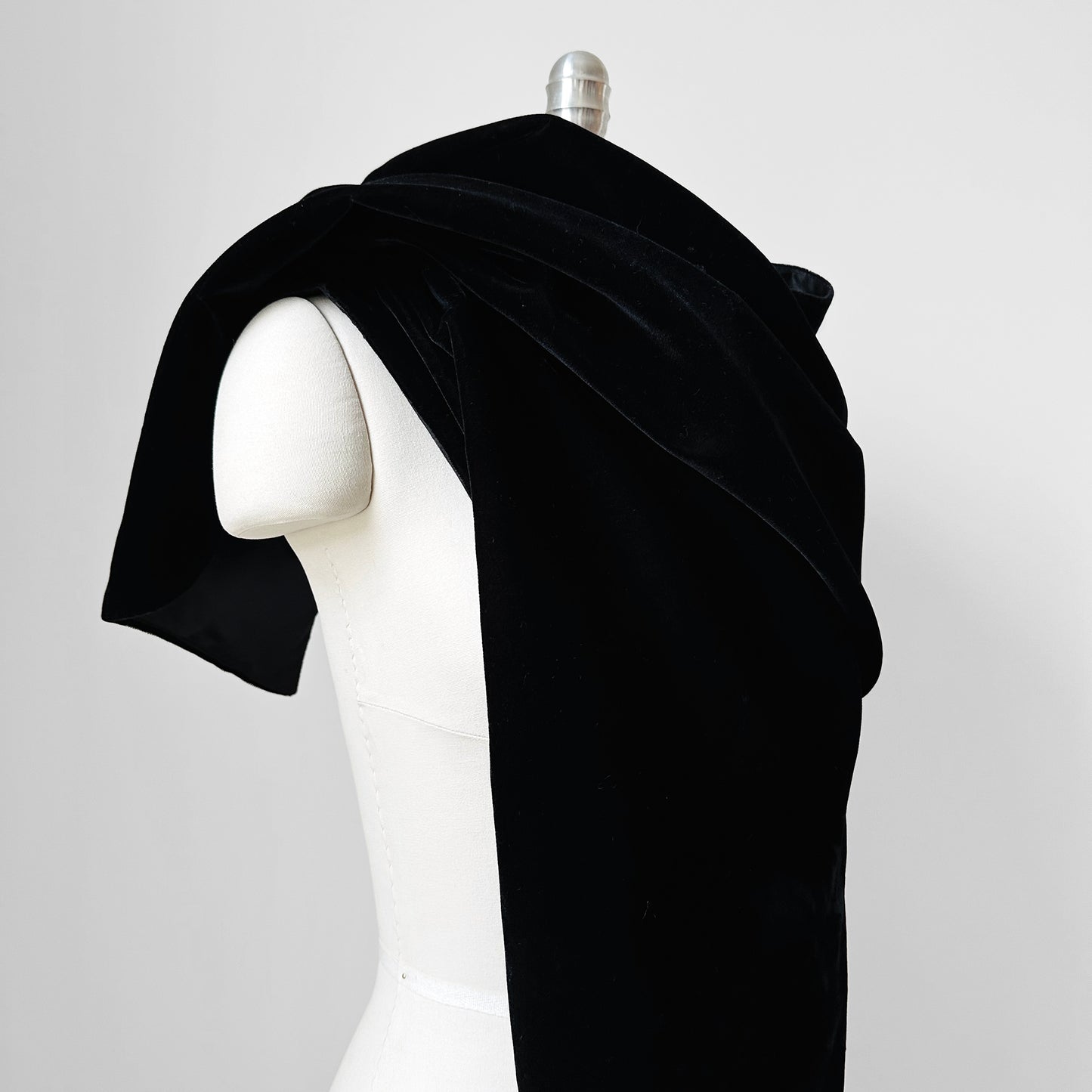 1980 - 1990s Black Velvet and Satin Oversized Shawl Scarf