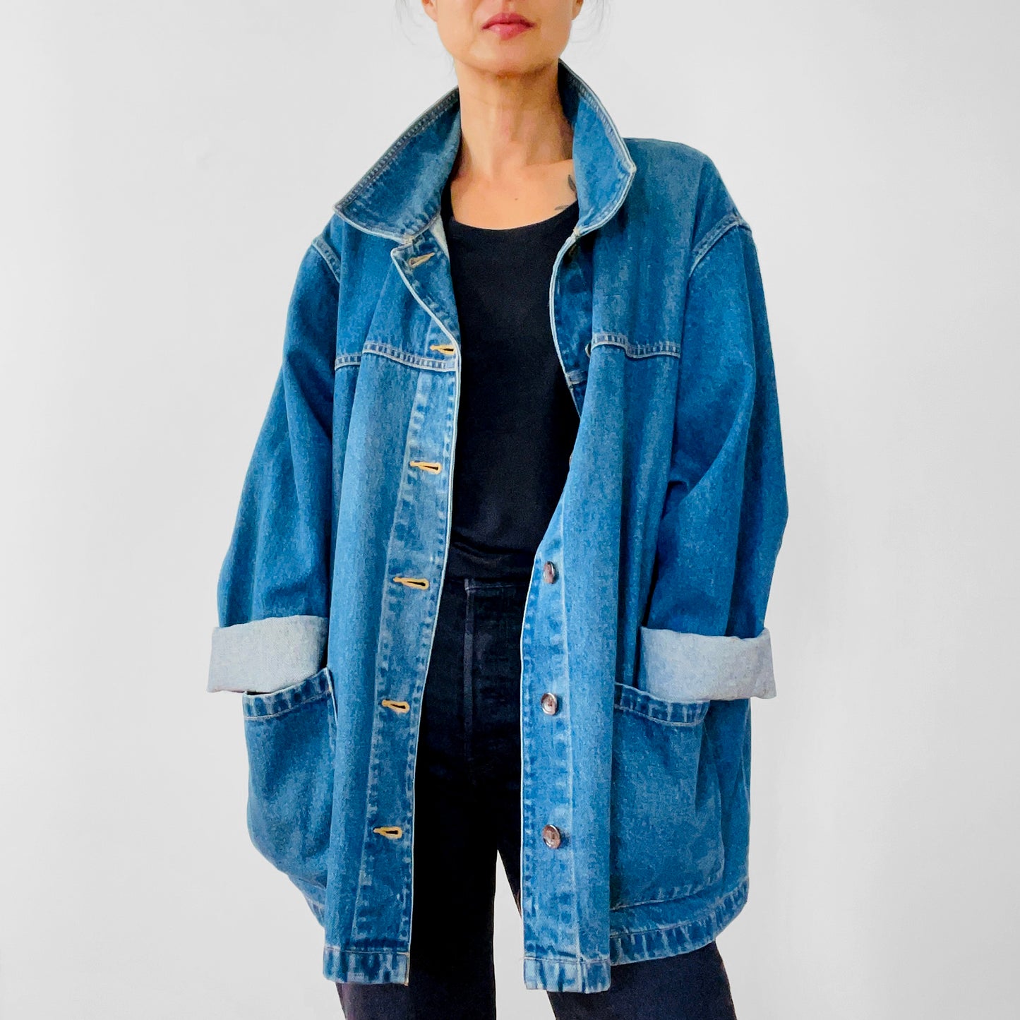 1990s Faded Relaxed Fit Denim Jean Chore Jacket