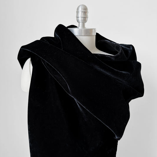 1980 - 1990s Black Velvet and Satin Oversized Shawl Scarf