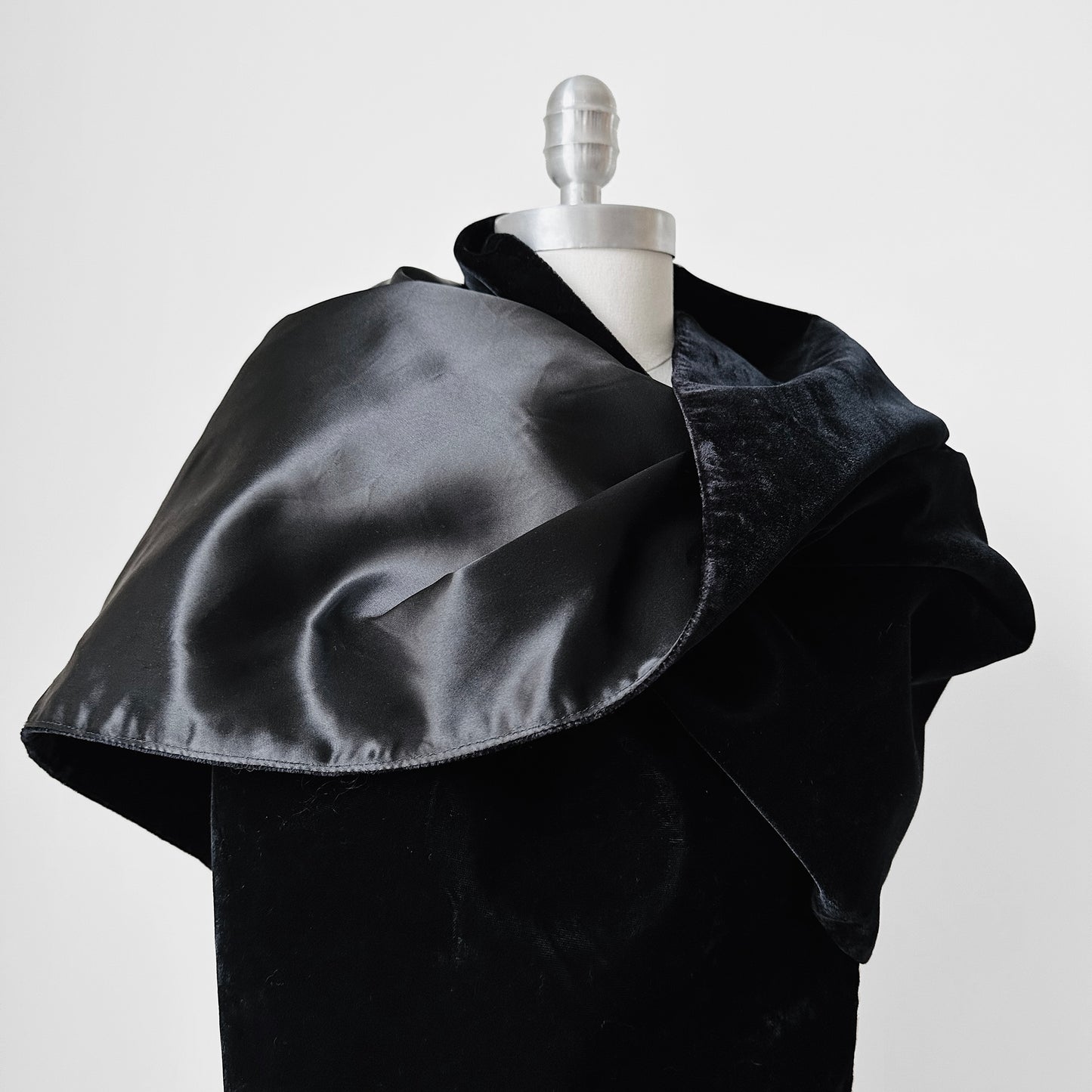 1980 - 1990s Black Velvet and Satin Oversized Shawl Scarf