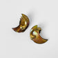 Gold-Toned Iridescent Shell Crescent Moon German Stamped Clip Earrings