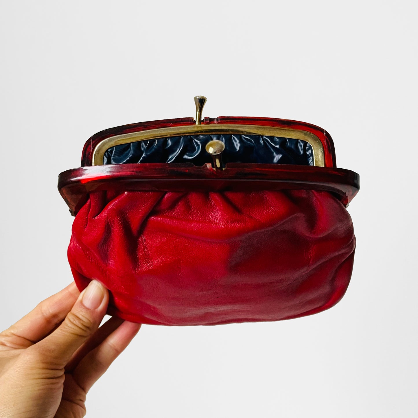 1960s Red Leather Kiss-Lock Purse