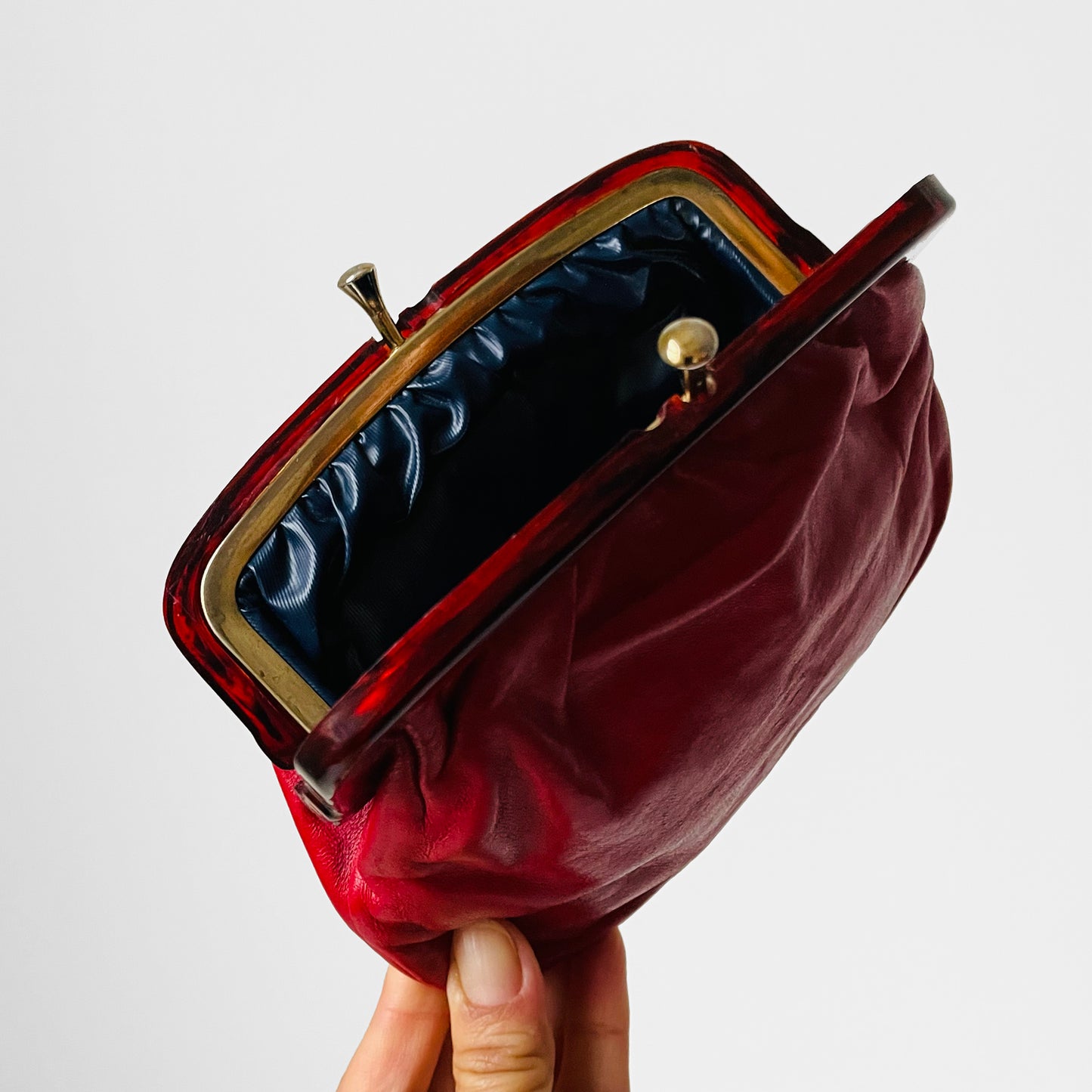 1960s Red Leather Kiss-Lock Purse