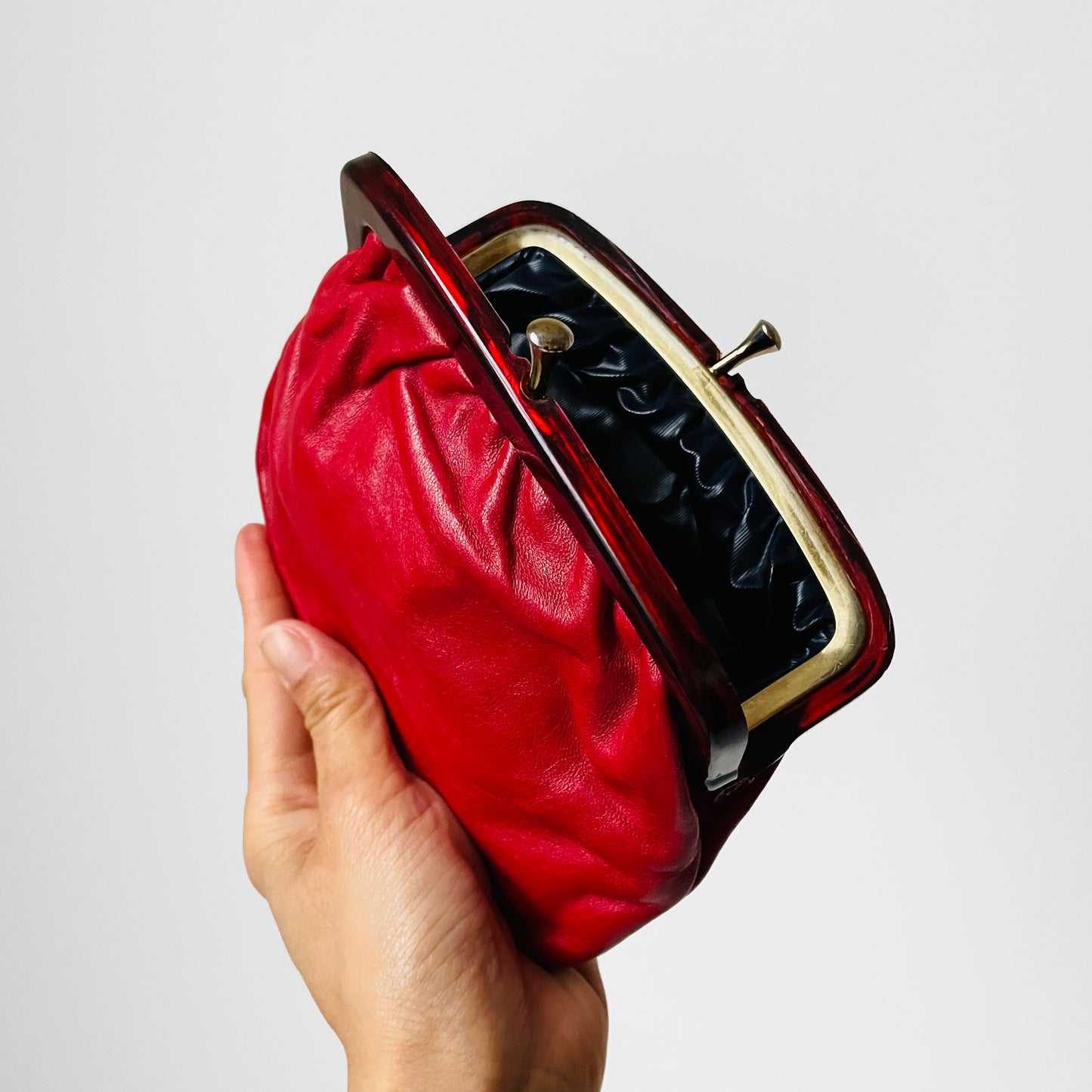 1960s Red Leather Kiss-Lock Purse