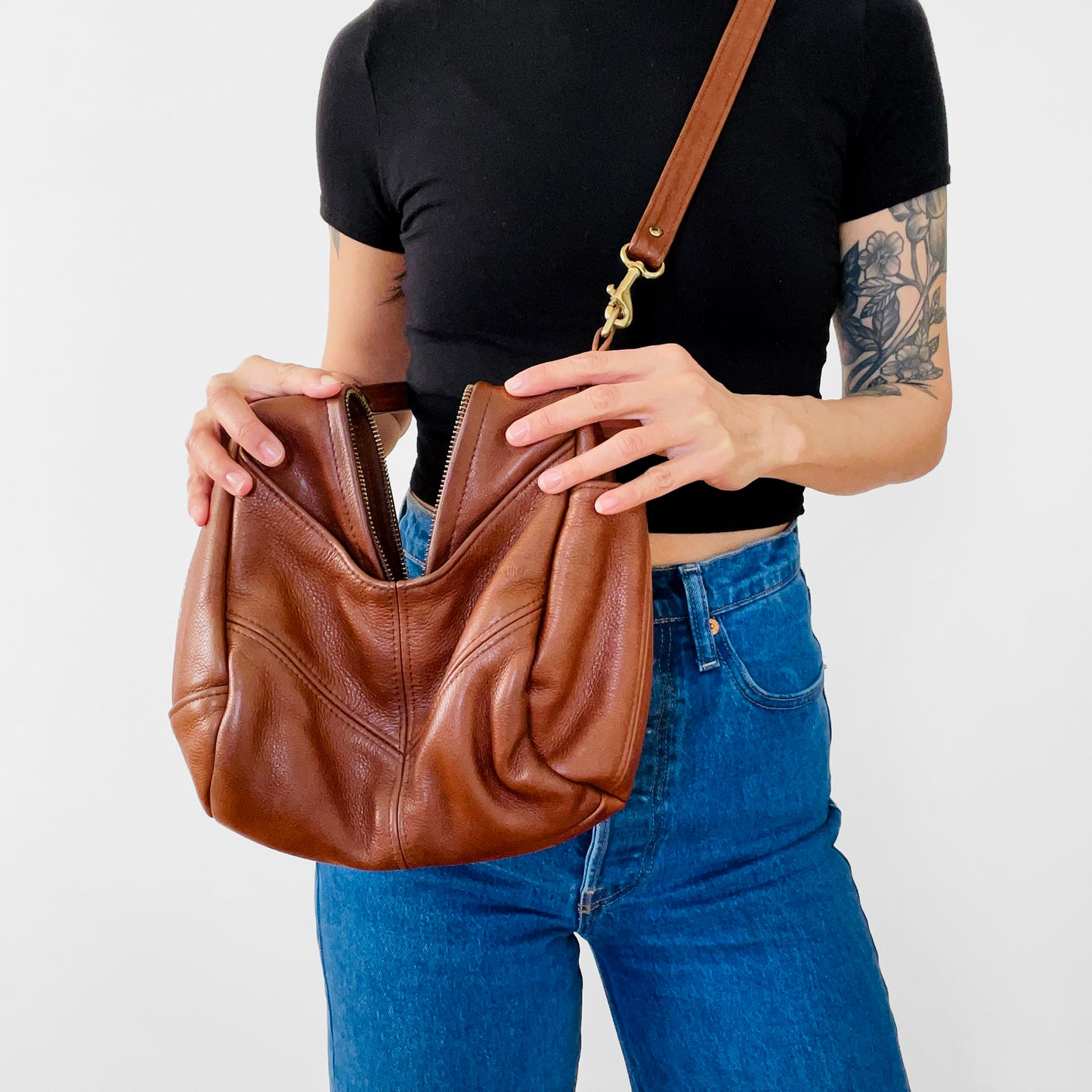 1990s Made in the USA Buttery-Soft Leather Crossbody Pouch Bag