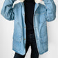 1980s LL Bean Light Wash Denim and Wool Corduroy Collar Chore Jacket with Removable Lining - S/M