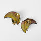 Gold-Toned Iridescent Shell Crescent Moon German Stamped Clip Earrings