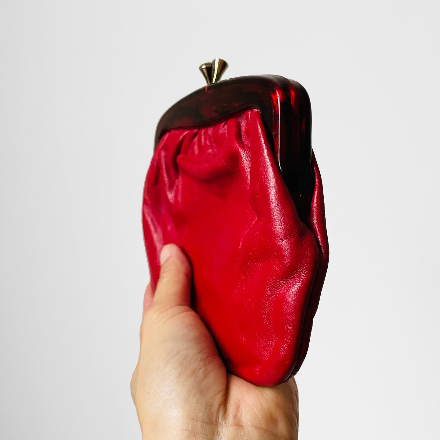 1960s Red Leather Kiss-Lock Purse