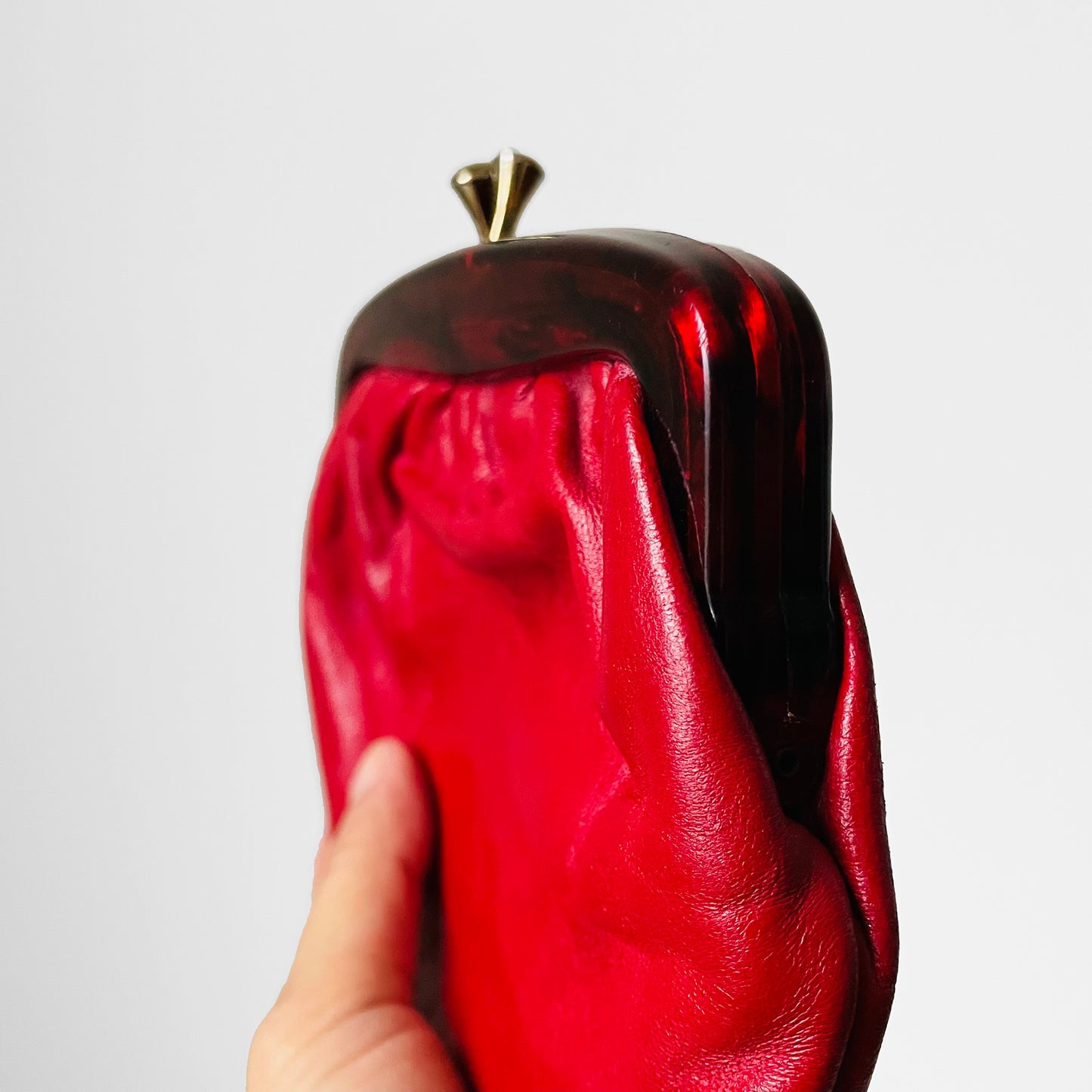 1960s Red Leather Kiss-Lock Purse