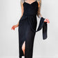 Black Ruched Drape Form Fitting Cocktail Dress - Sz. S