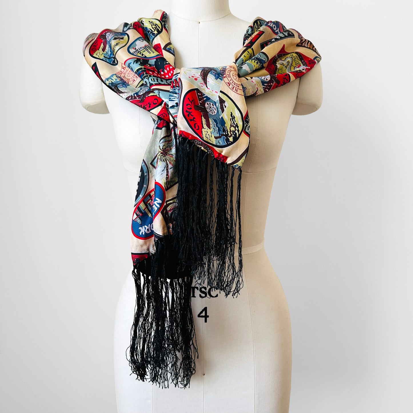 Black Velvet and Silk Round the World Scarf