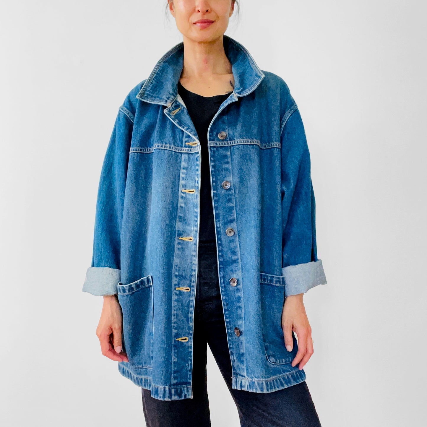 1990s Faded Relaxed Fit Denim Jean Chore Jacket