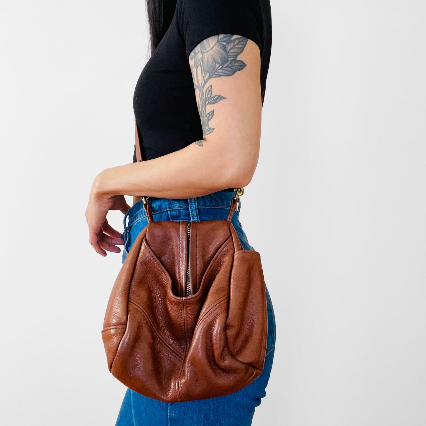 1990s Made in the USA Buttery-Soft Leather Crossbody Pouch Bag