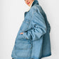 1980s LL Bean Light Wash Denim and Wool Corduroy Collar Chore Jacket with Removable Lining - S/M