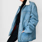 1980s LL Bean Light Wash Denim and Wool Corduroy Collar Chore Jacket with Removable Lining - S/M