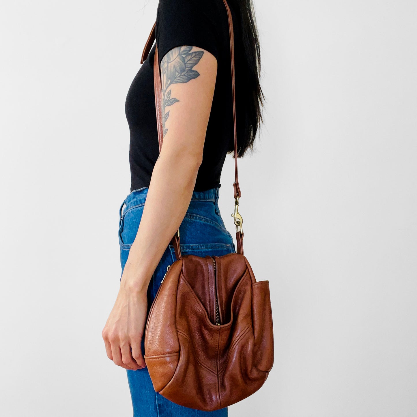 1990s Made in the USA Buttery-Soft Leather Crossbody Pouch Bag