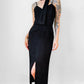 Black Ruched Drape Form Fitting Cocktail Dress - Sz. S