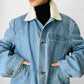 1980s LL Bean Light Wash Denim and Wool Corduroy Collar Chore Jacket with Removable Lining - S/M