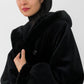1980s Black Faux-Fur Reversible Hooded A-Line Coat