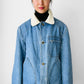 1980s LL Bean Light Wash Denim and Wool Corduroy Collar Chore Jacket with Removable Lining - S/M