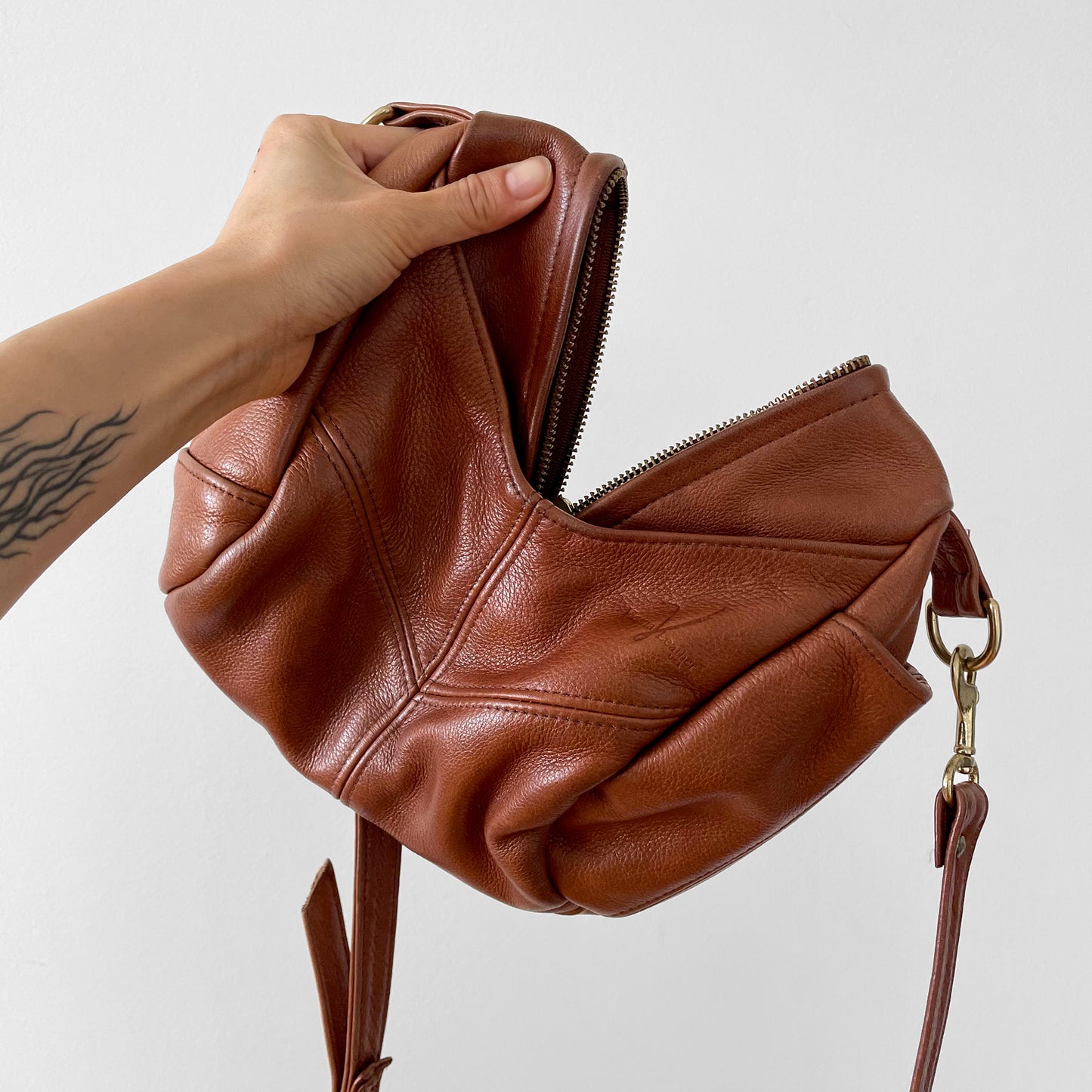 1990s Made in the USA Buttery-Soft Leather Crossbody Pouch Bag