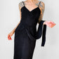 Black Ruched Drape Form Fitting Cocktail Dress - Sz. S