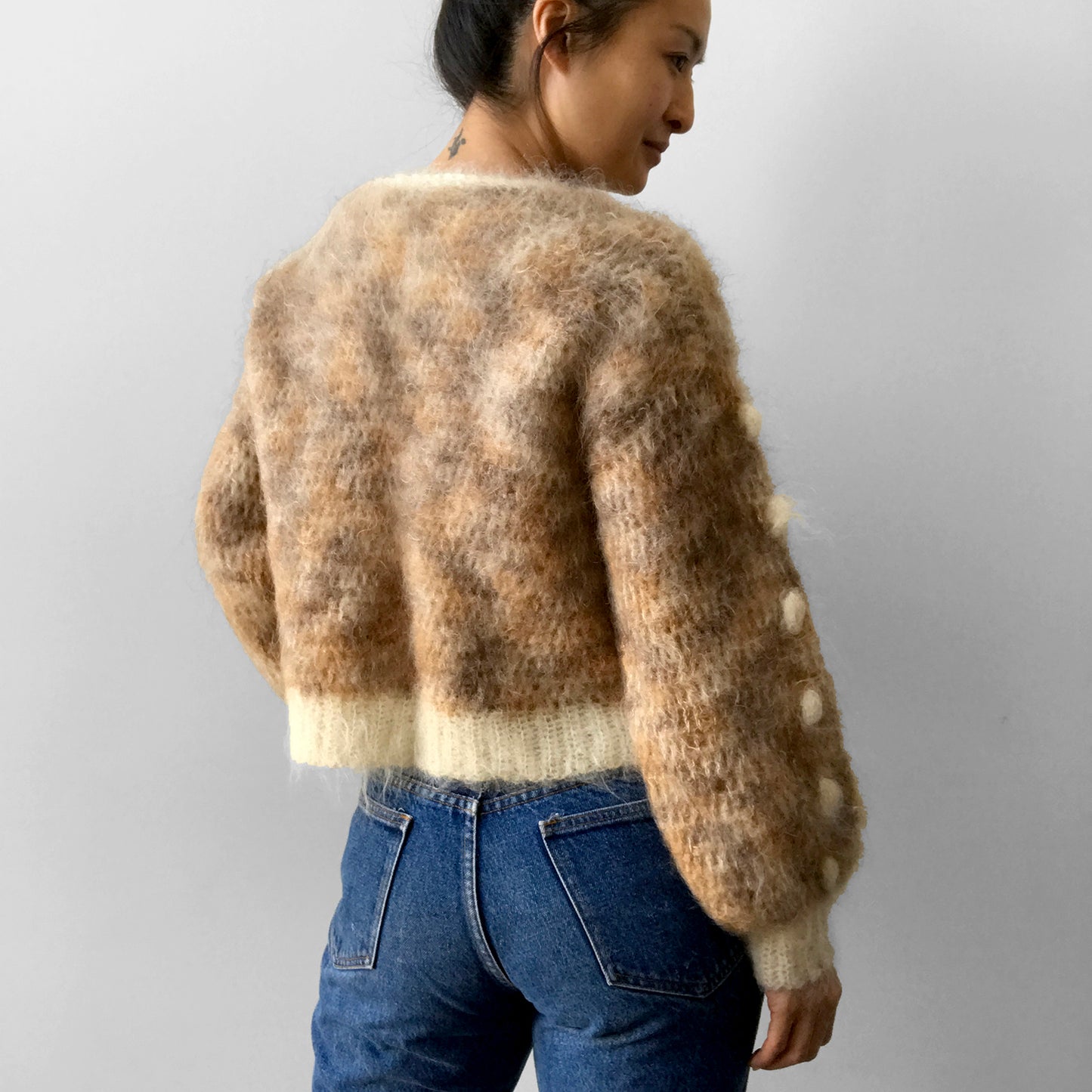 1970s-1980s Irish Woollen Textured Knit Cardigan Sweater