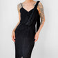 Black Ruched Drape Form Fitting Cocktail Dress - Sz. S