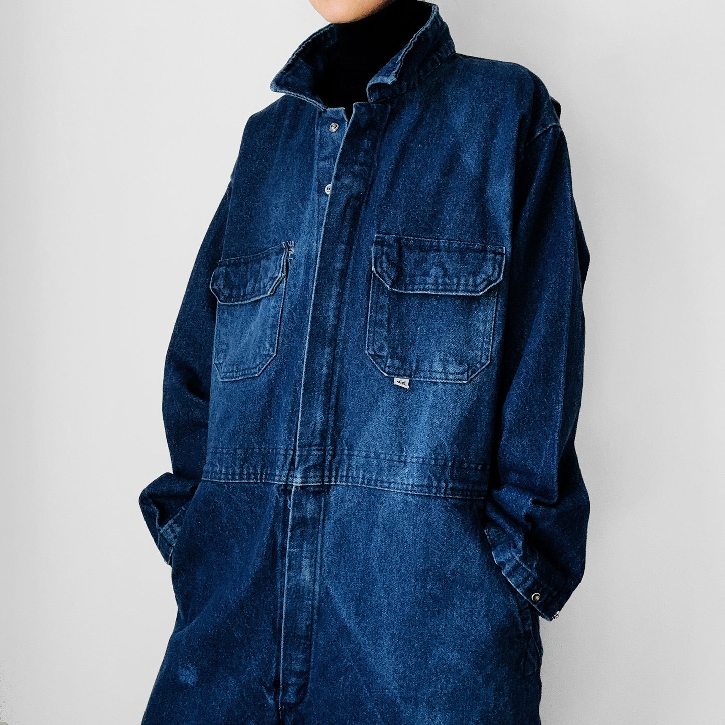 Made in Canada Dark Wash Blue Big and Tall Distressed Well-Worn Mechanics Denim Jean Coverall - Reg. 48