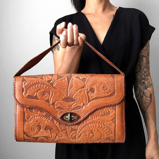 1970s Tooled-Leather Handbag