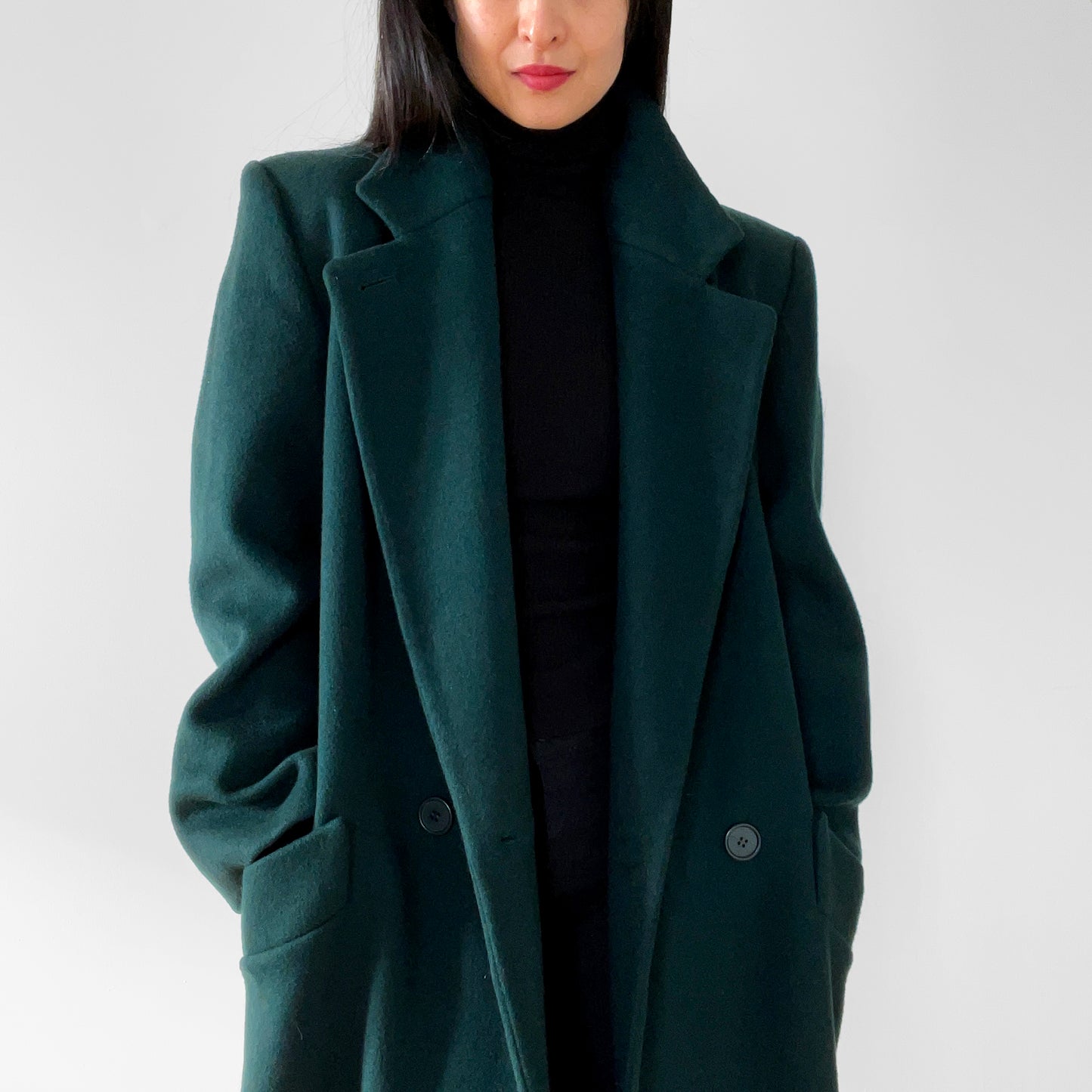 1980s Hunter Green Wool Coat