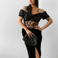 1980s Sequins Black Velvet Beaded Dress