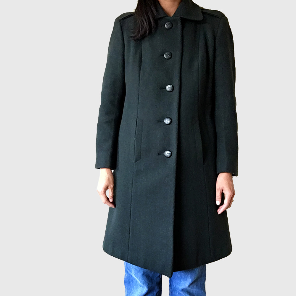 Hunter-Green 1970s Canadian Cadet Heavy Wool Military Coat