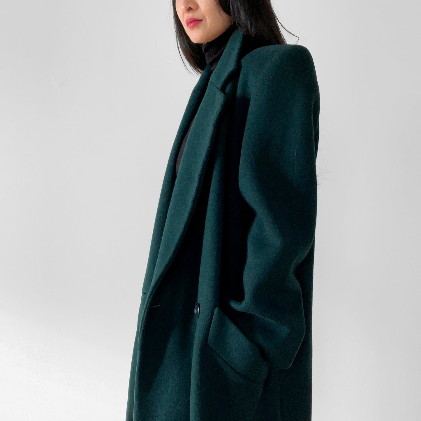 1980s Hunter Green Wool Coat