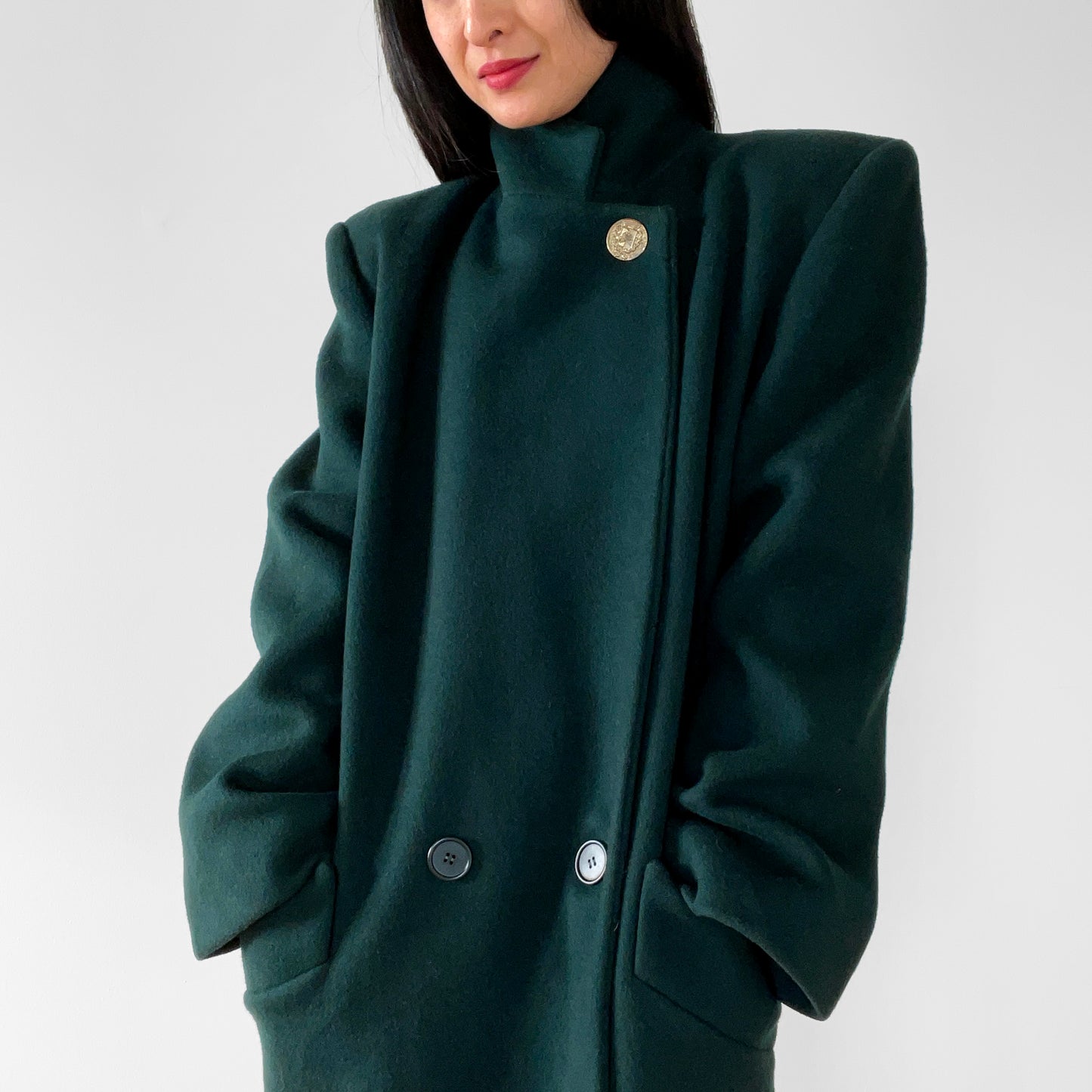 1980s Hunter Green Wool Coat