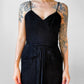 Black Ruched Drape Form Fitting Cocktail Dress - Sz. S