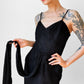 Black Ruched Drape Form Fitting Cocktail Dress - Sz. S