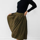 1990s Olive Green Inverted-Pleat Fit and Flare Skirt