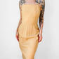 1960s Butterscotch Tailored Form Fitting Wool Linen Blend Dress - XS/S