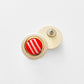 1960s Red and Cream Candy Stripe Round Button Earrings