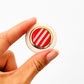 1960s Red and Cream Candy Stripe Round Button Earrings